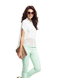 White Top with Mint Green Pants