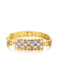 Gold Plated Purple Stone Link Bracelet