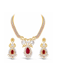 Gold Plated Bridal Ruby Necklace Set